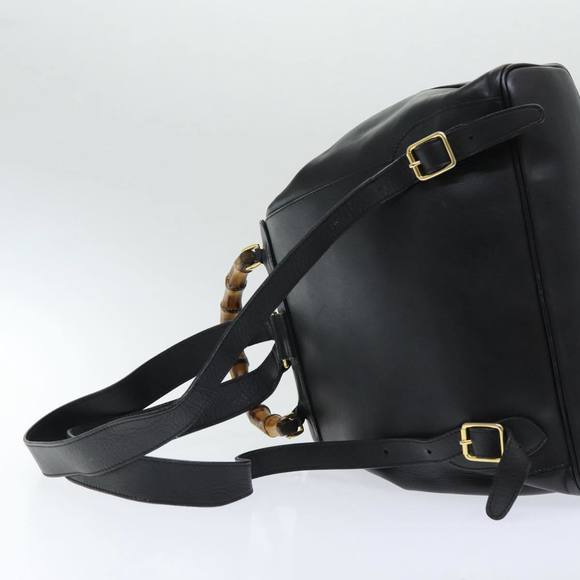 GUCCI Bamboo Backpack Leather Black Auth am6663 main image 14